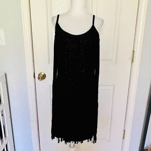 NWOT PEEP TOE METALLIC FRINGE FLAPPER DRESS